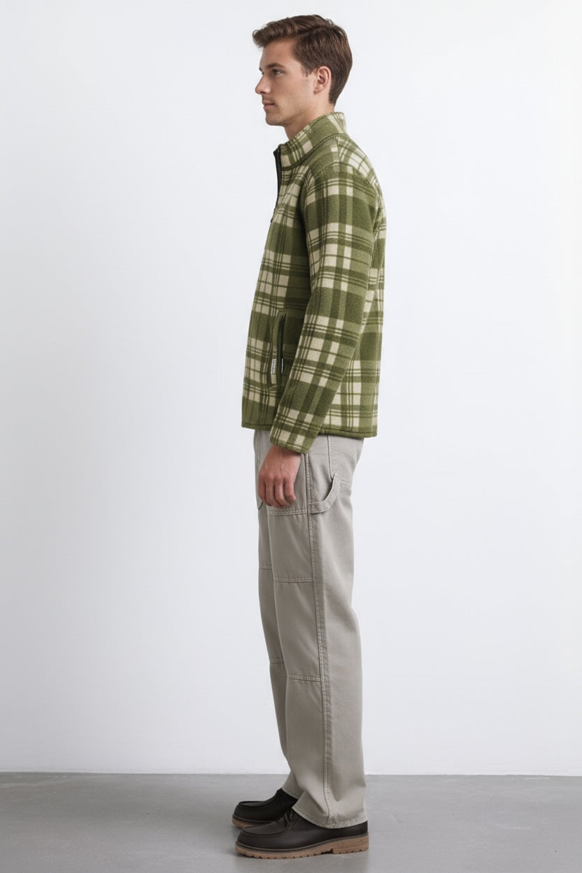 Octave Men Checked Mandrain Neck  Sweatshirt