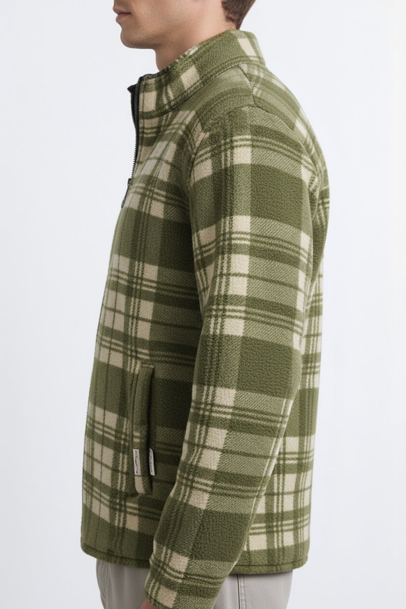 Octave Men Checked Mandrain Neck  Sweatshirt