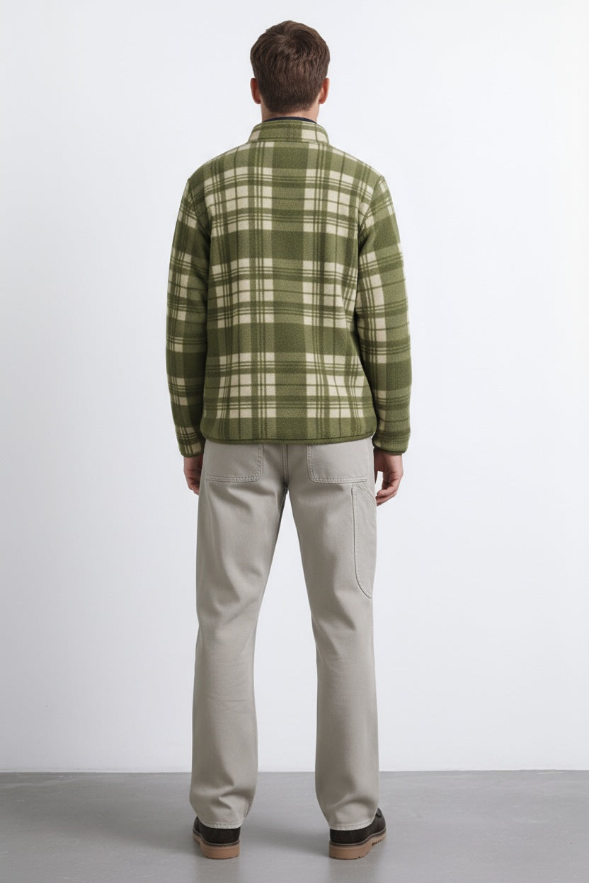 Octave Men Checked Mandrain Neck  Sweatshirt