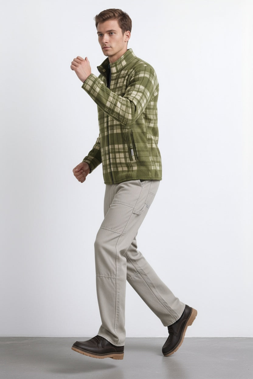 Octave Men Checked Mandrain Neck  Sweatshirt