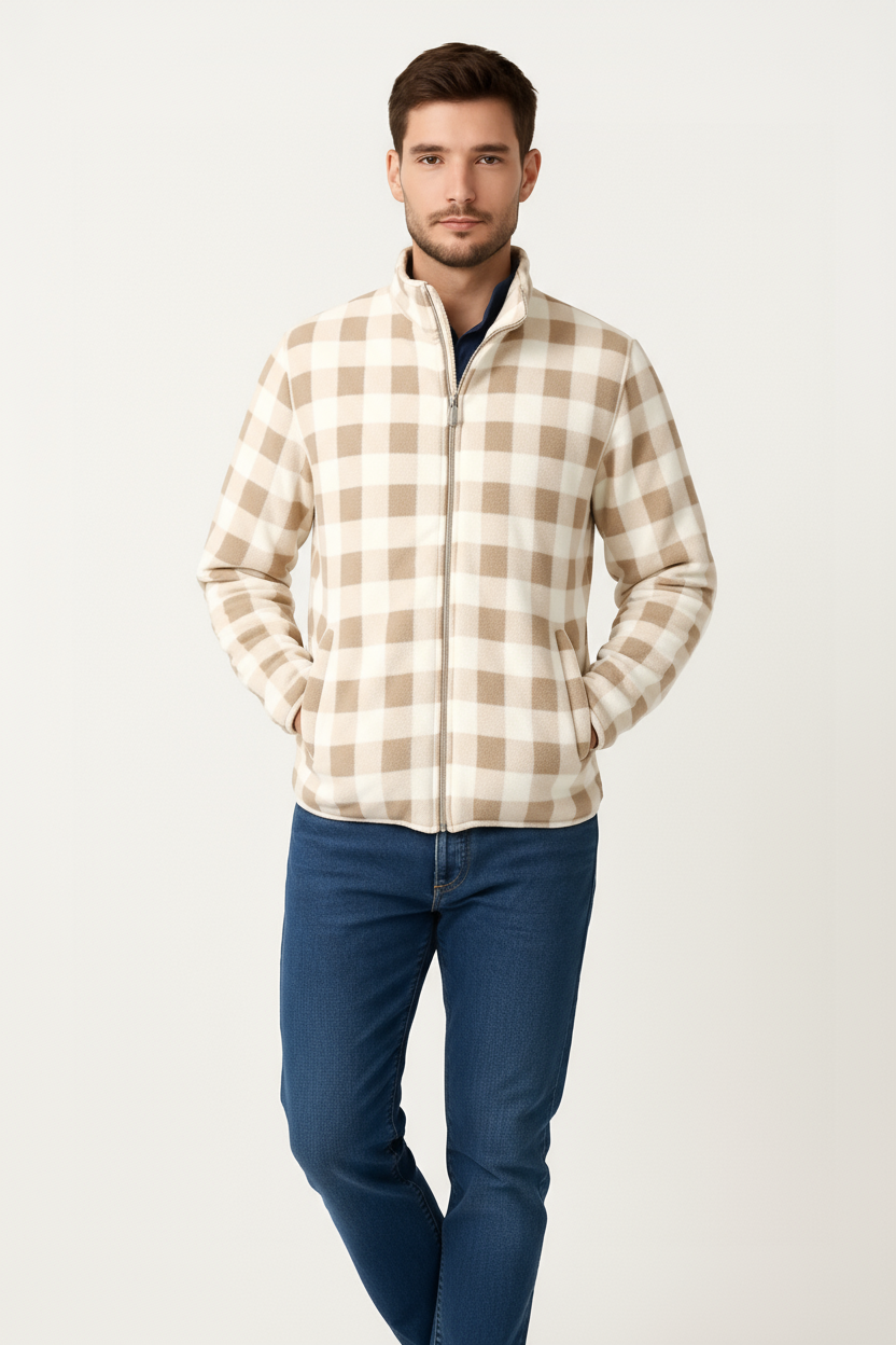 Octave Men Checked High Neck Sweatshirt