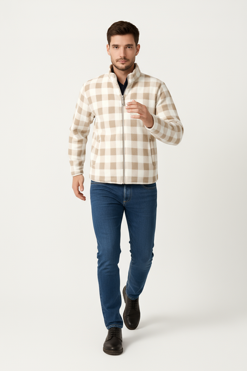 Octave Men Checked High Neck Sweatshirt