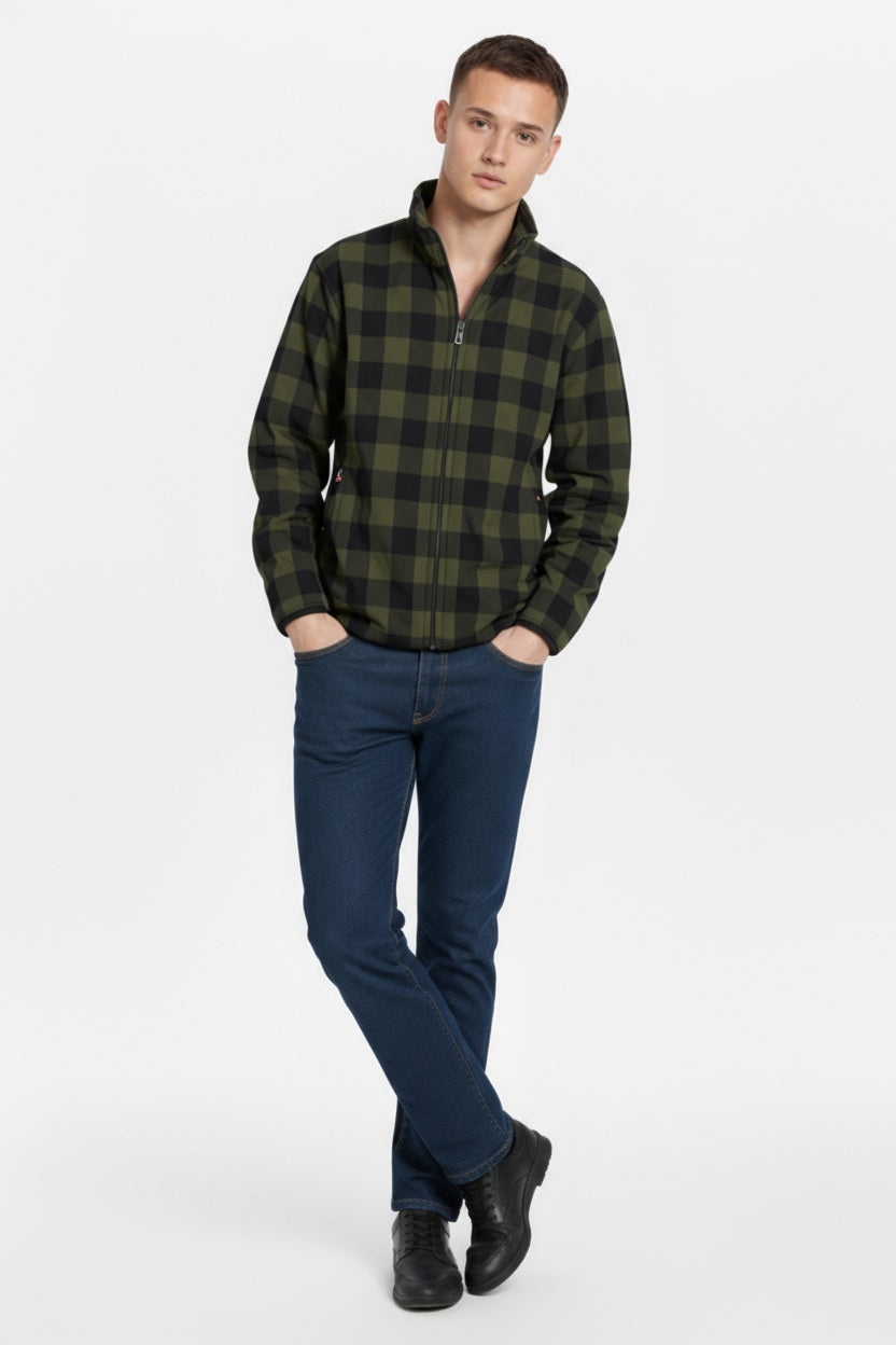 Octave Men Checked Mandrain Neck  Sweatshirt