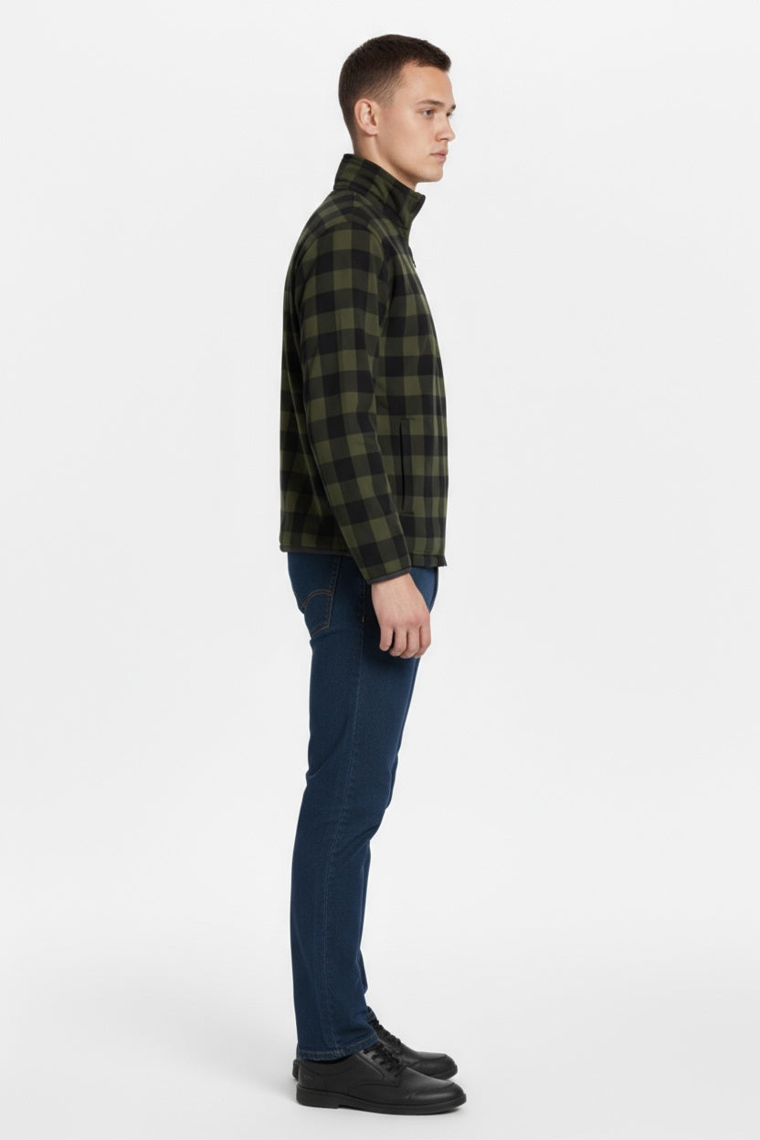 Octave Men Checked Mandrain Neck  Sweatshirt