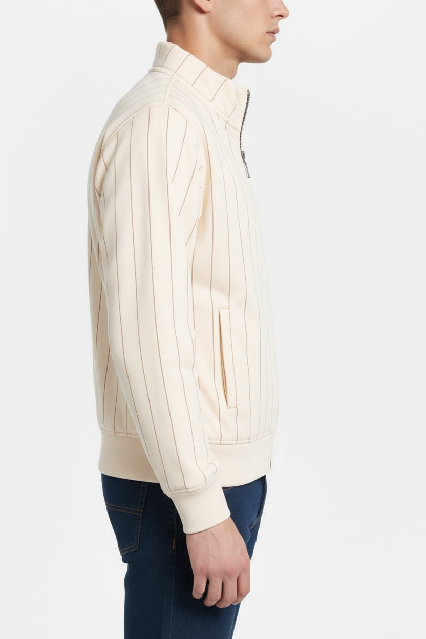 Octave Men Striped Mandrain Neck Sweatshirt