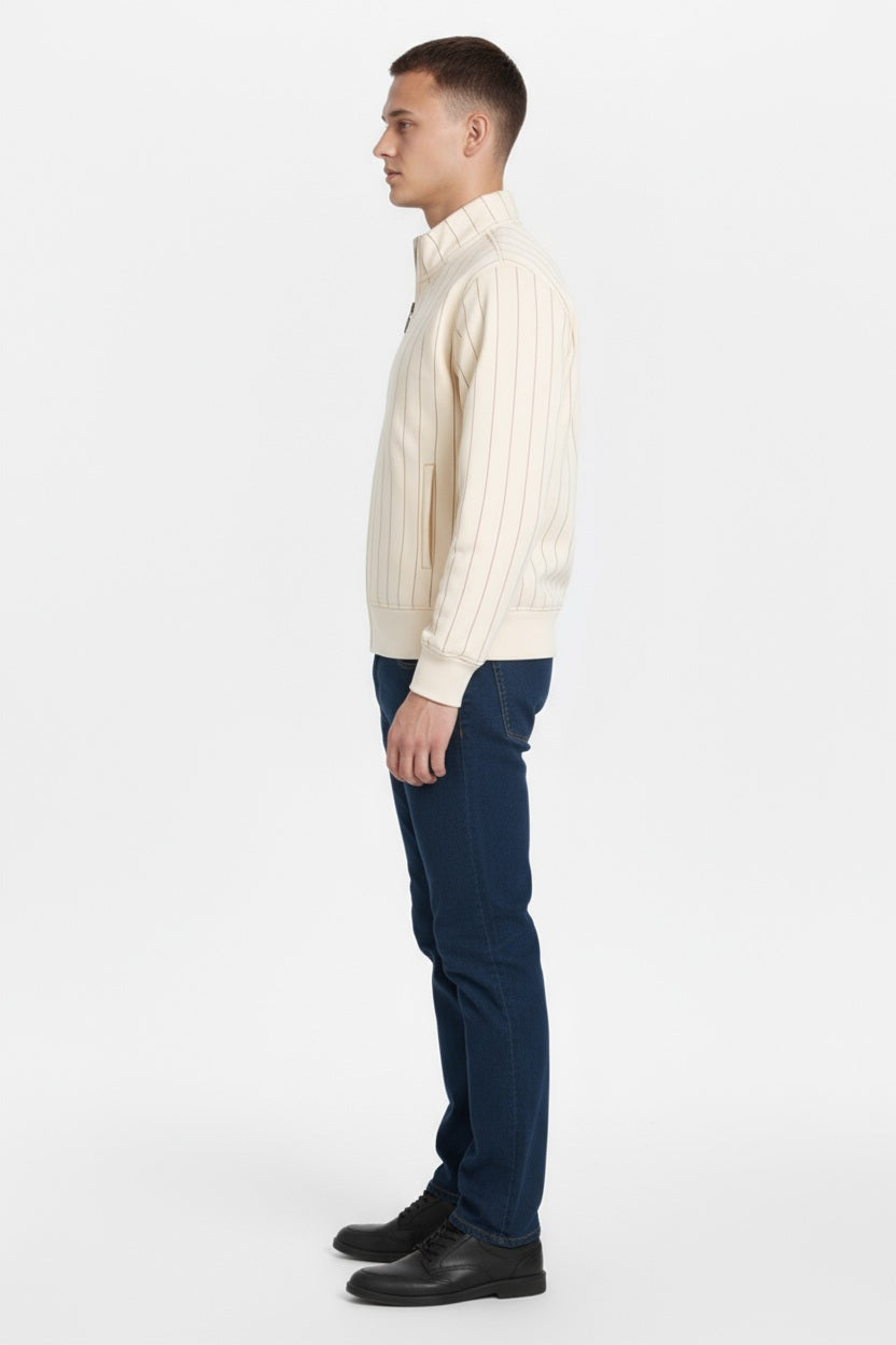 Octave Men Striped Mandrain Neck Sweatshirt