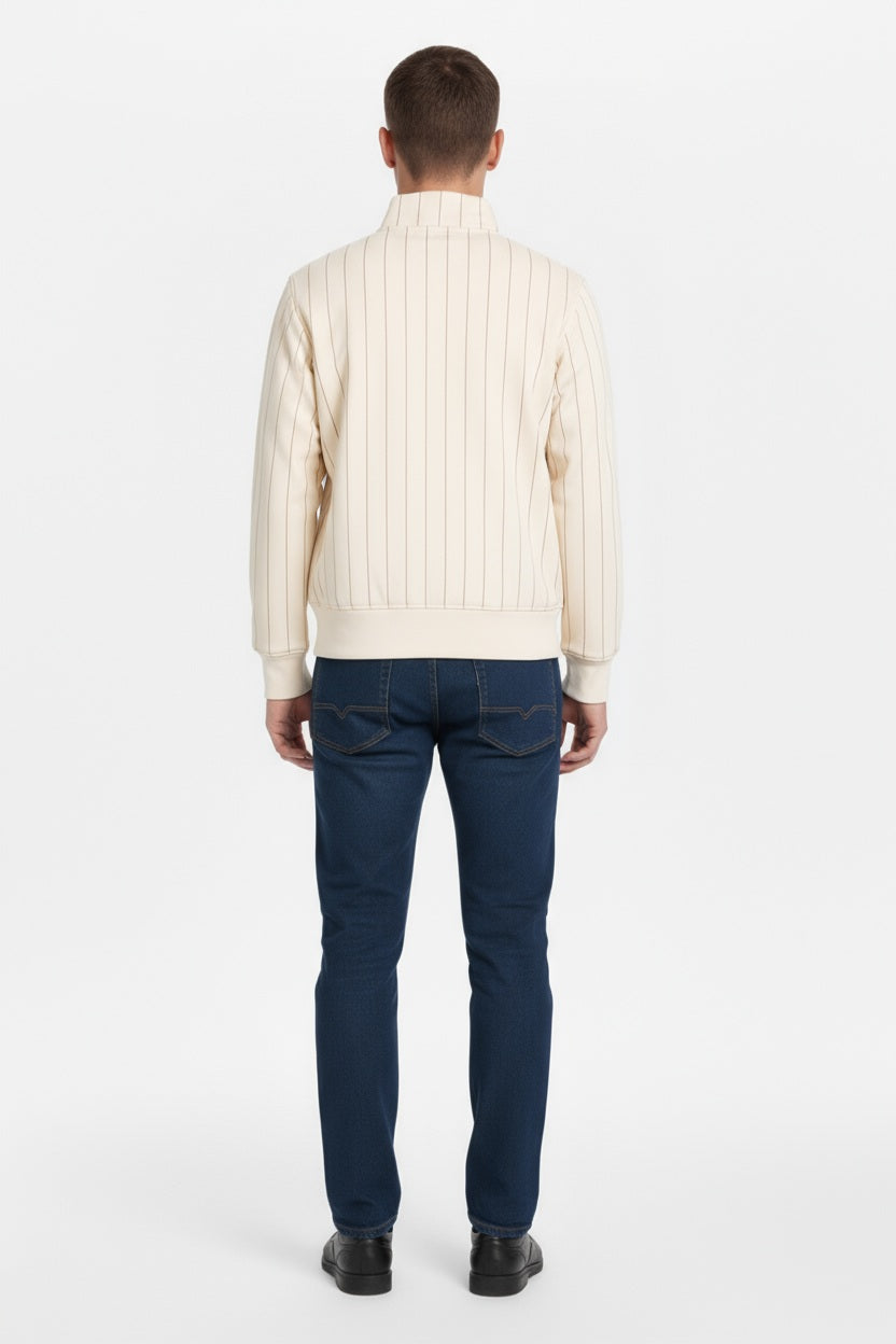 Octave Men Striped Mandrain Neck Sweatshirt