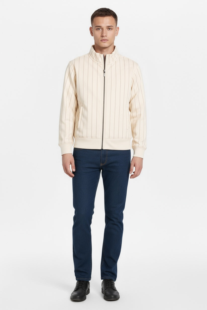 Octave Men Striped Mandrain Neck Sweatshirt