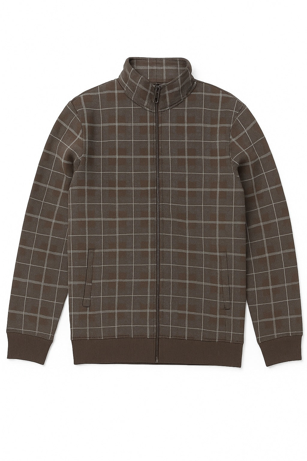 Octave Men Checked Mandrain Neck  Sweatshirt