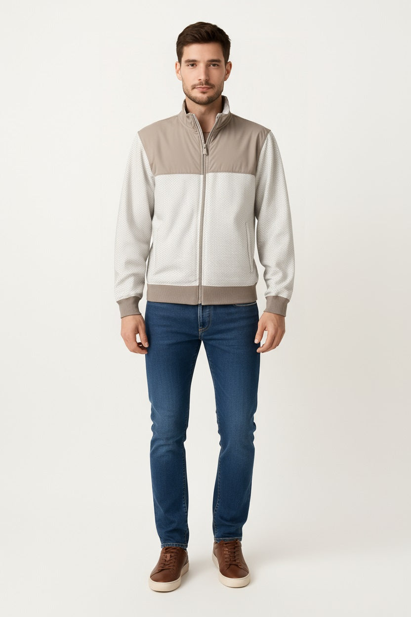 Octave Men Self Design Mandarin Collar Long Sleeves Sweatshirt