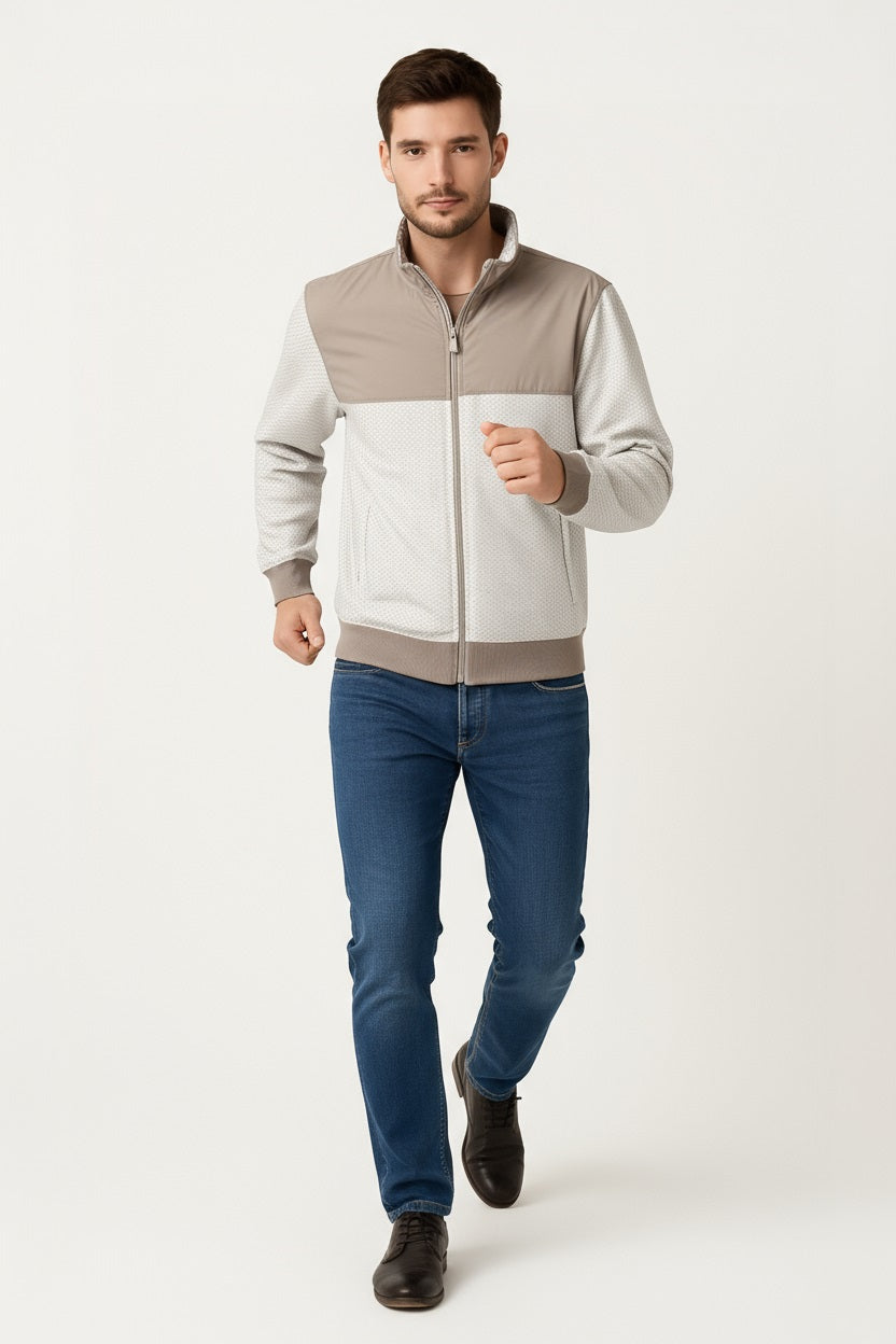 Octave Men Self Design Mandarin Collar Long Sleeves Sweatshirt