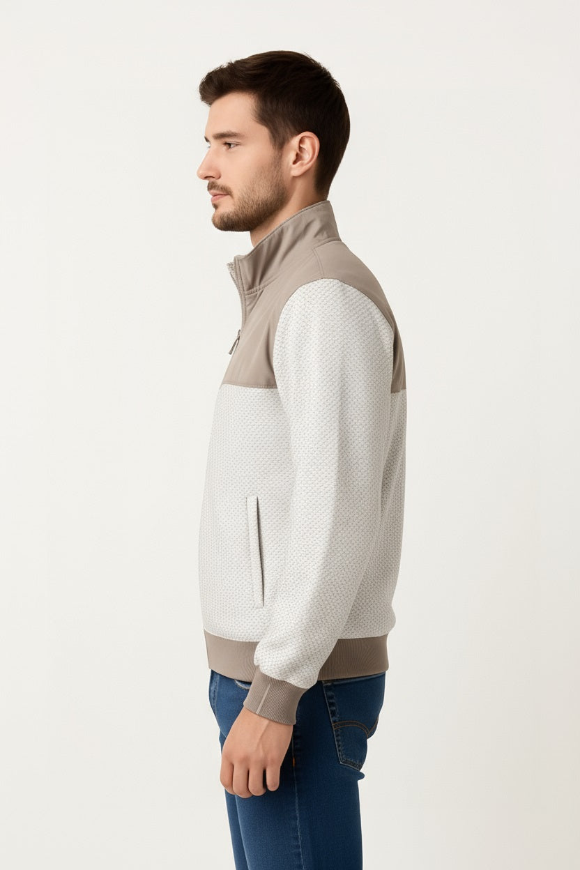 Octave Men Self Design Mandarin Collar Long Sleeves Sweatshirt