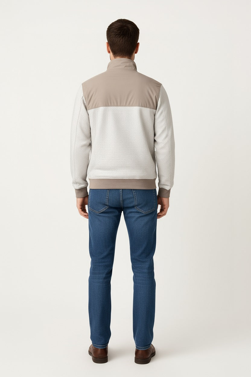 Octave Men Self Design Mandarin Collar Long Sleeves Sweatshirt