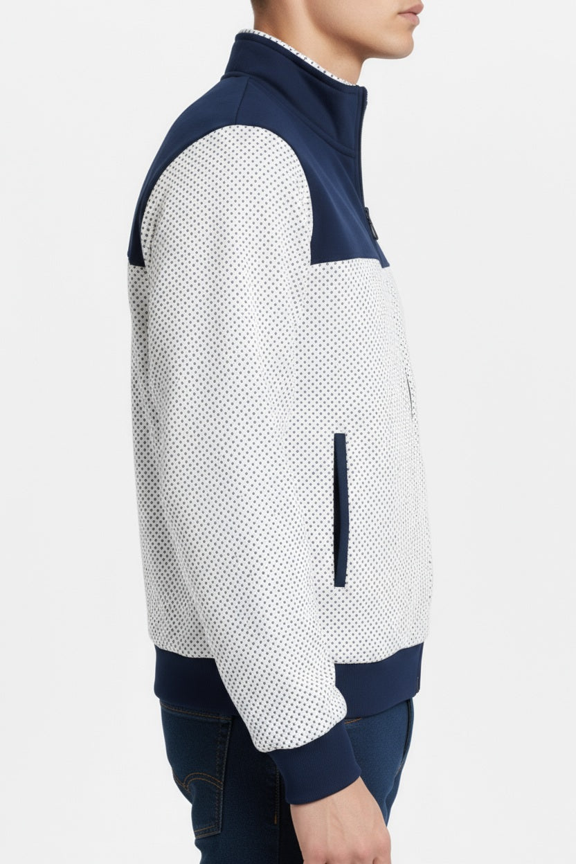 Octave Men Colourblocked Mandarin Neck Sweatshirt