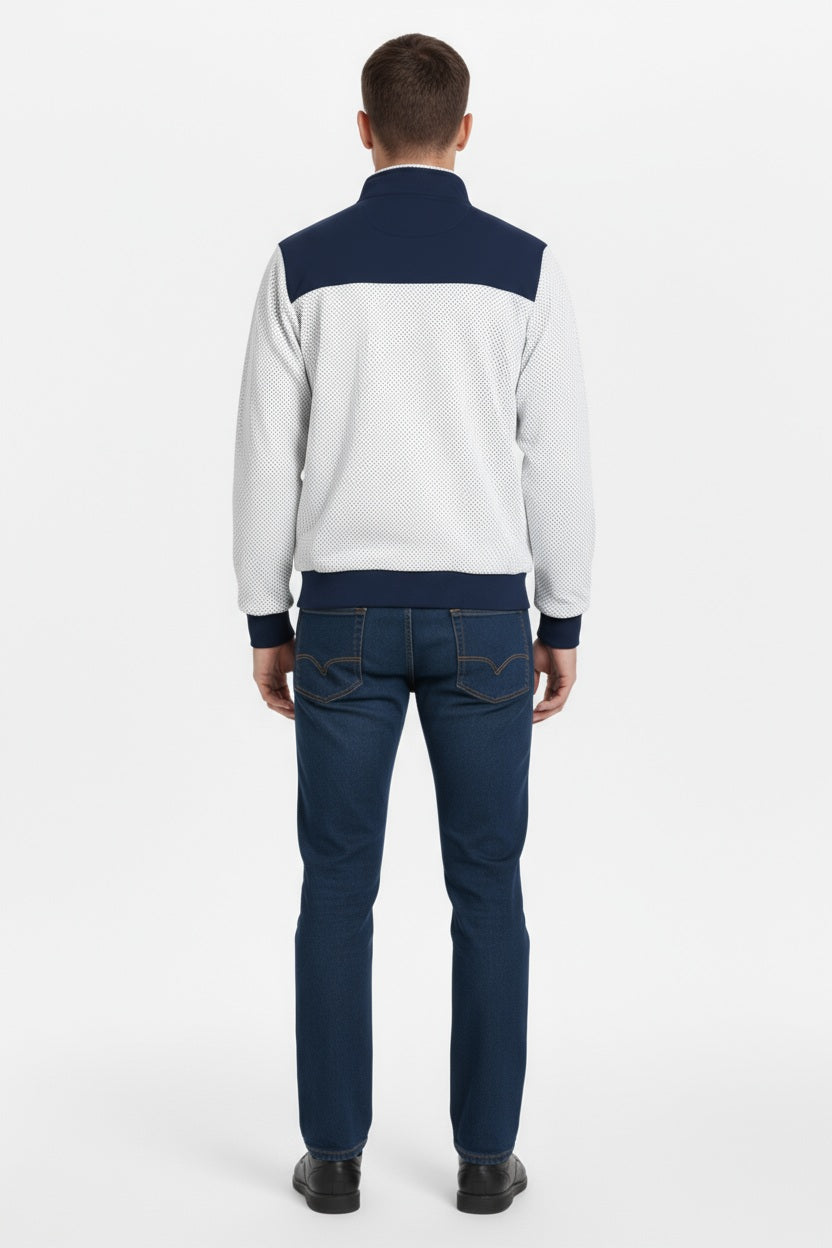 Octave Men Colourblocked Mandarin Neck Sweatshirt