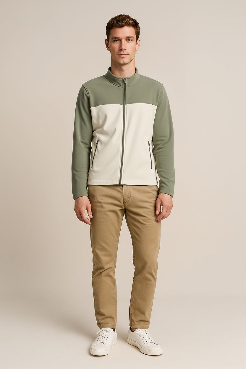 Octave Men Colourblocked Mandarin Neck Sweatshirt