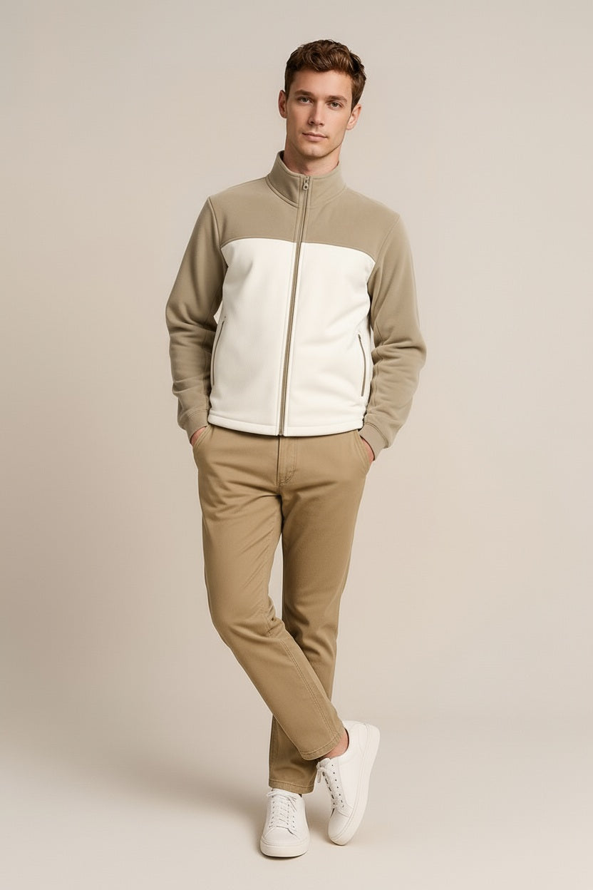 Octave Men Colourblocked Mandarin Neck Sweatshirt