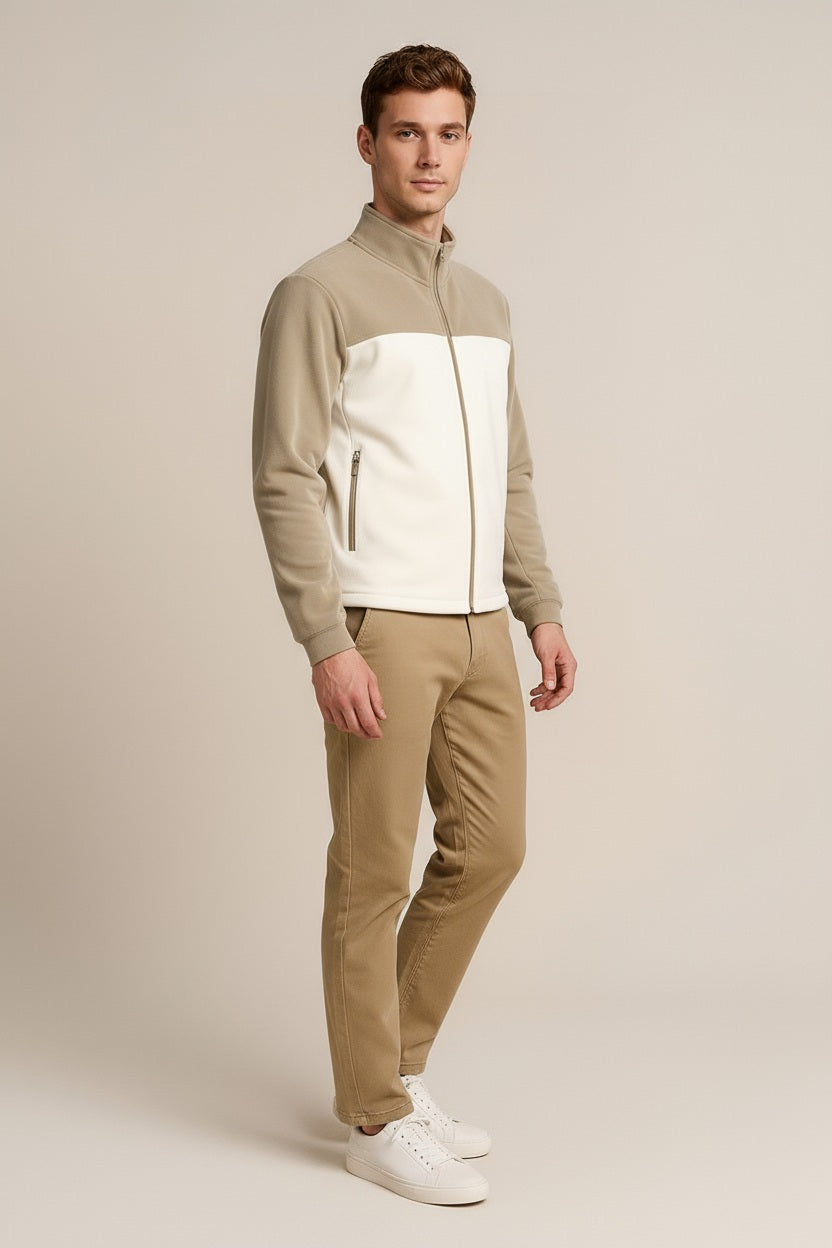 Octave Men Colourblocked Mandarin Neck Sweatshirt