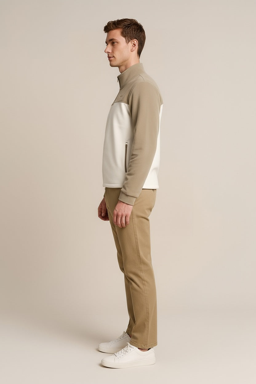 Octave Men Colourblocked Mandarin Neck Sweatshirt