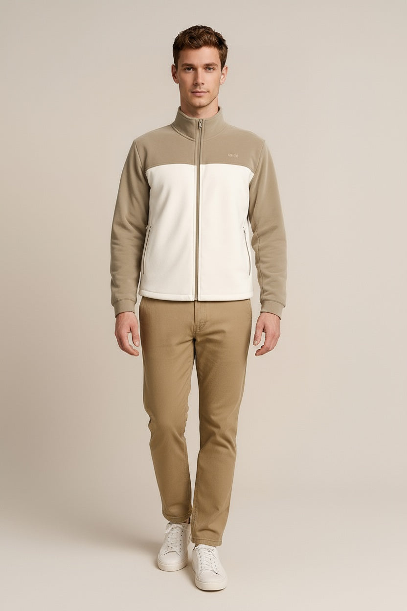 Octave Men Colourblocked Mandarin Neck Sweatshirt