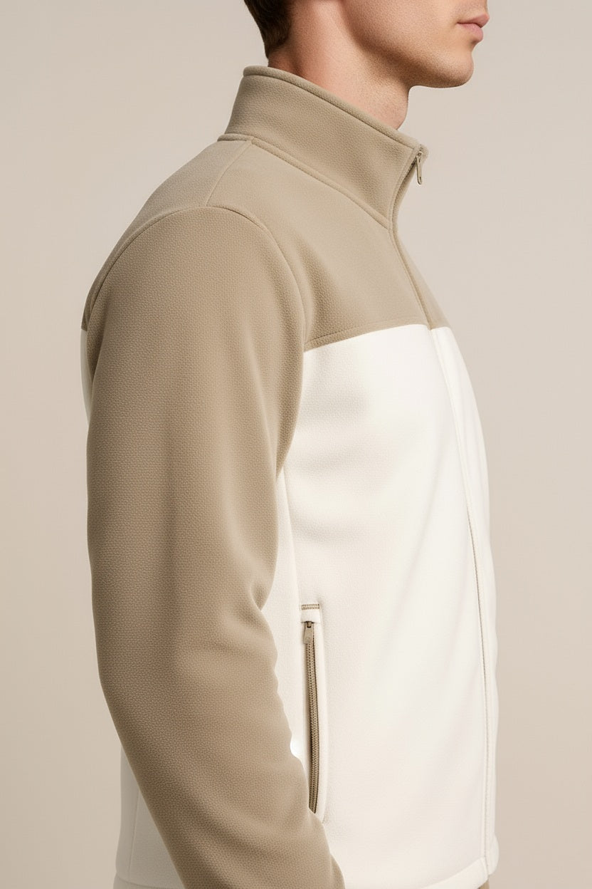 Octave Men Colourblocked Mandarin Neck Sweatshirt