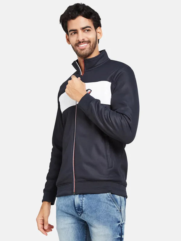 Octave Men Navy Blue Colourblocked Sweatshirt