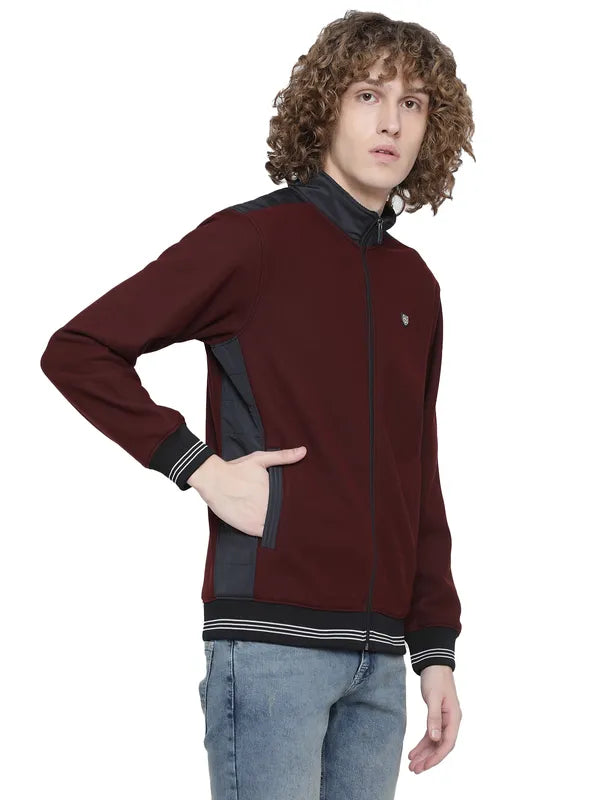 Octave Men Plus Size Maroon Fleece Sweatshirt