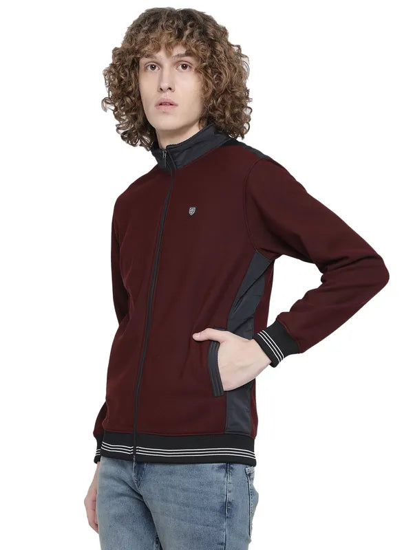 Octave Men Plus Size Maroon Fleece Sweatshirt