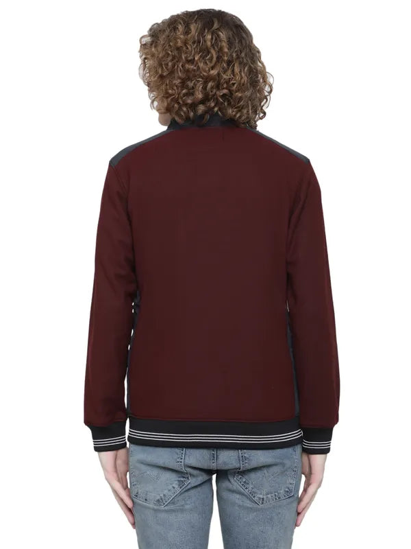 Octave Men Plus Size Maroon Fleece Sweatshirt