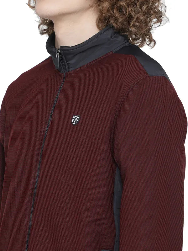 Octave Men Plus Size Maroon Fleece Sweatshirt