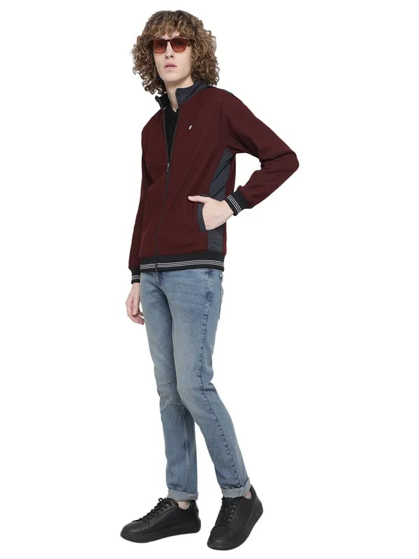 Octave Men Plus Size Maroon Fleece Sweatshirt