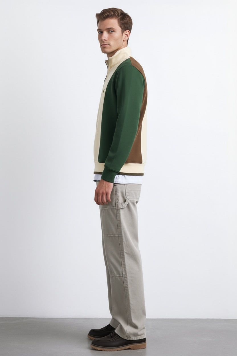 Octave Men Pristine Colourblocked Mandarin Neck Sweatshirt