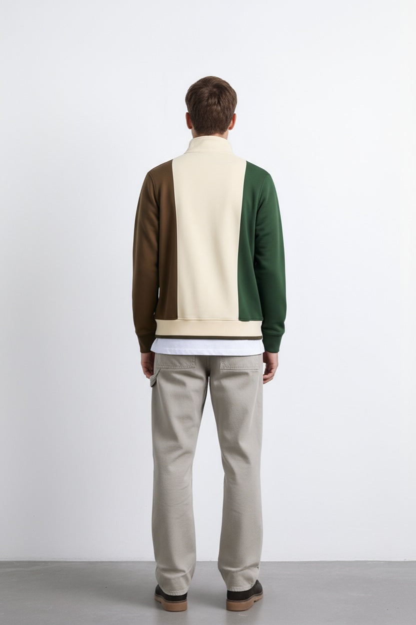 Octave Men Pristine Colourblocked Mandarin Neck Sweatshirt