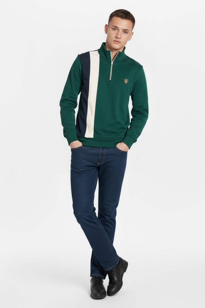 Octave Men Colourblocked Mandarin Neck Sweatshirt