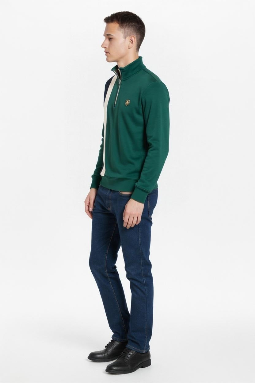 Octave Men Colourblocked Mandarin Neck Sweatshirt