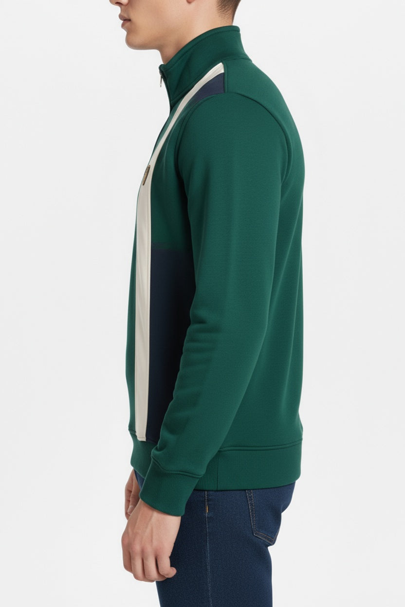 Octave Men Colourblocked Mandarin Neck Sweatshirt