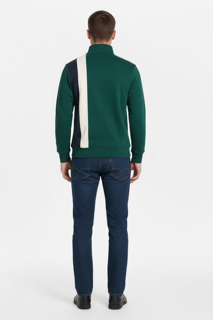 Octave Men Colourblocked Mandarin Neck Sweatshirt