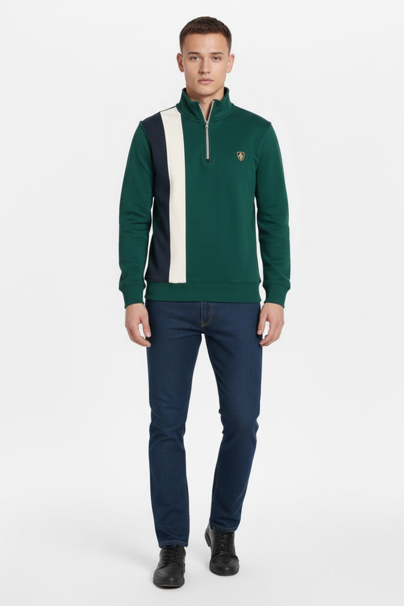 Octave Men Colourblocked Mandarin Neck Sweatshirt