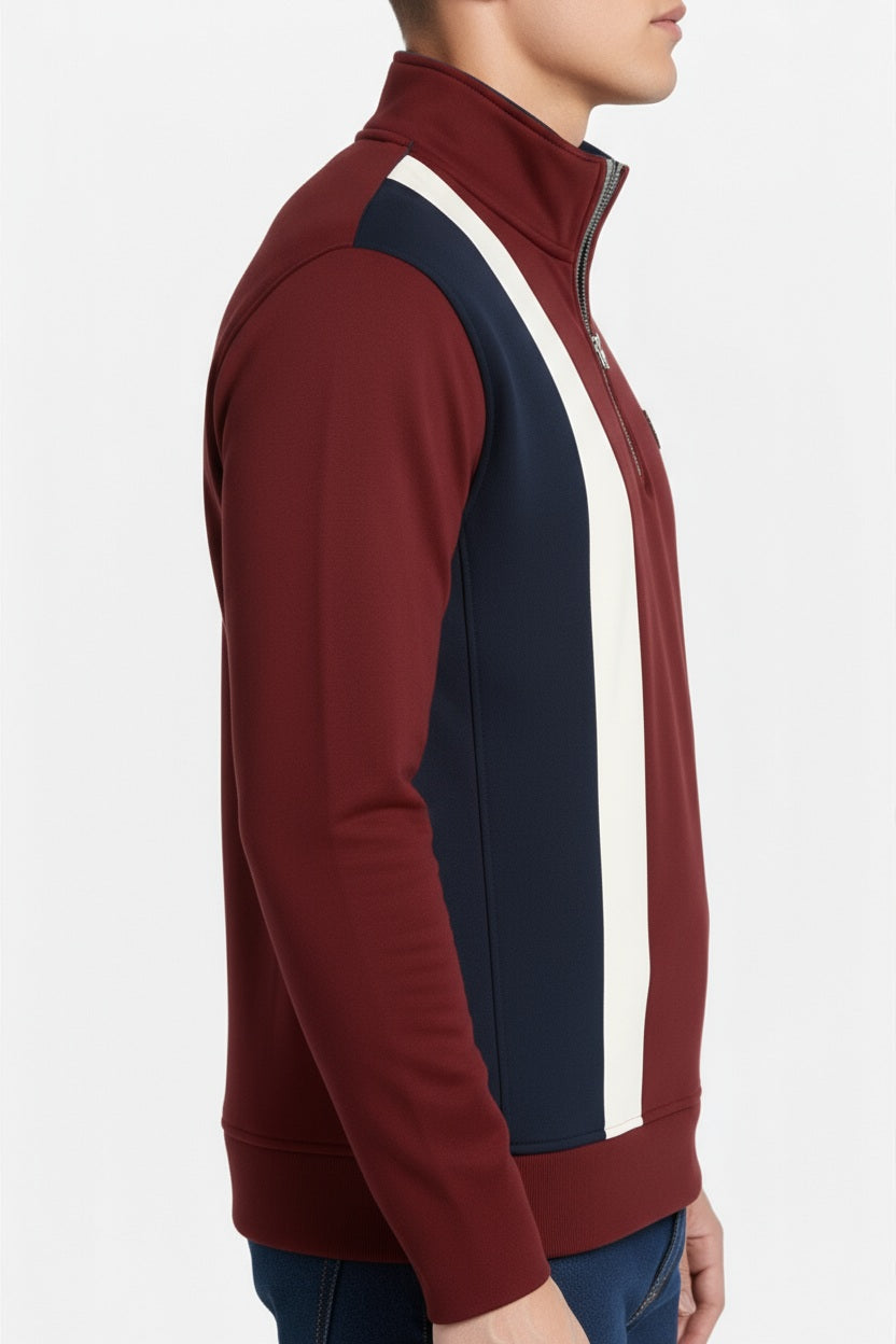 Octave Men Colourblocked Mandarin Neck Sweatshirt