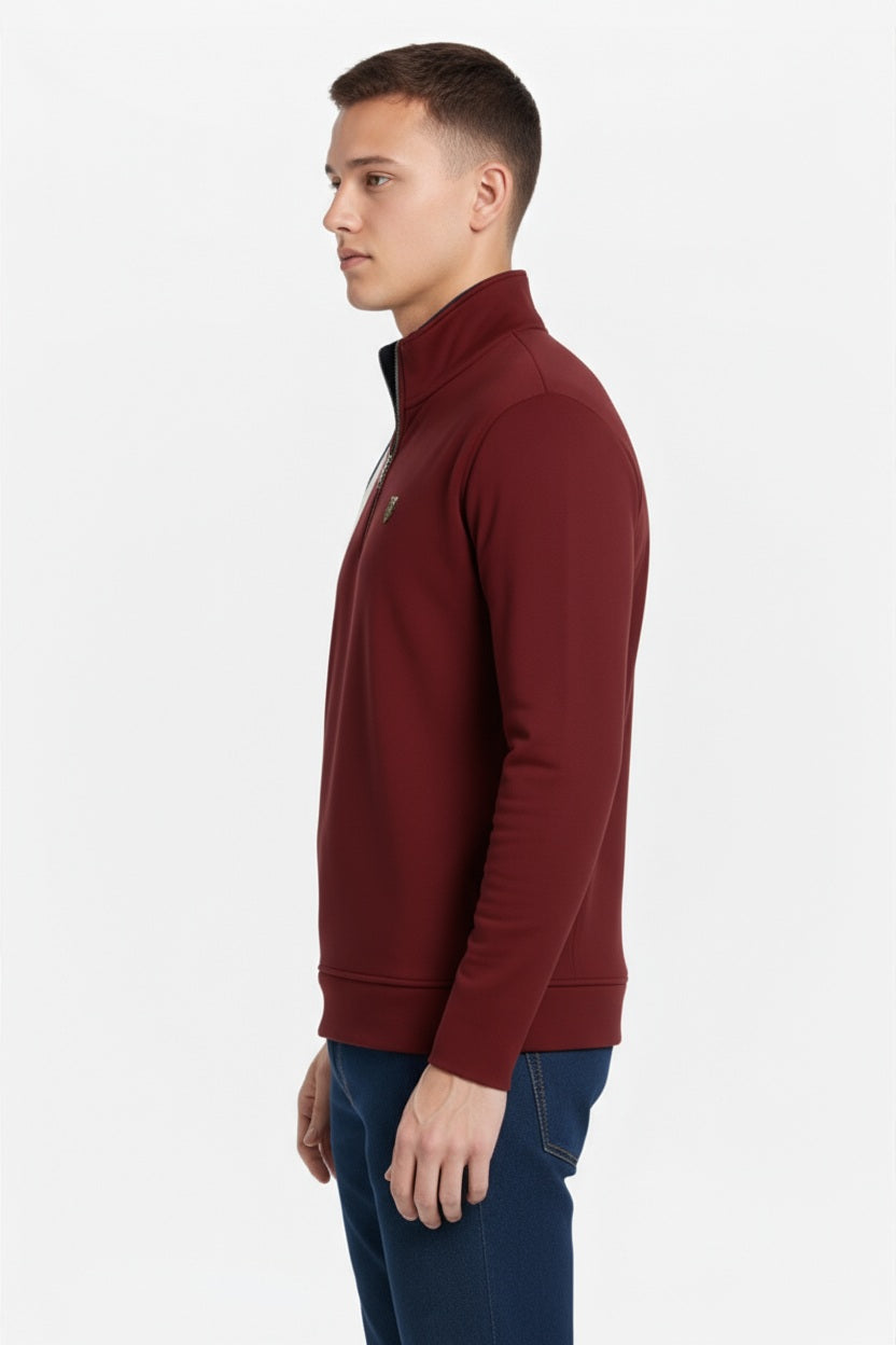 Octave Men Colourblocked Mandarin Neck Sweatshirt