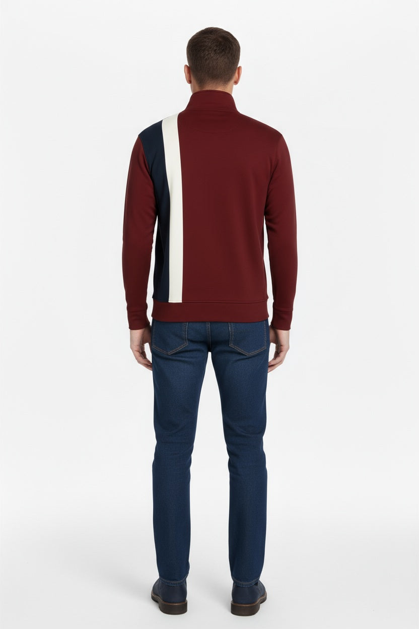 Octave Men Colourblocked Mandarin Neck Sweatshirt