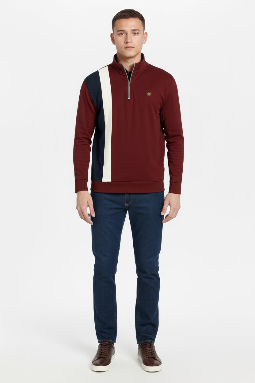 Octave Men Colourblocked Mandarin Neck Sweatshirt