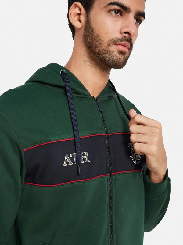 Octave Men Green Hooded Sweatshirt