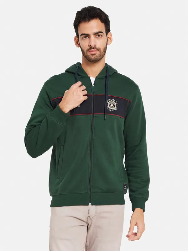 Octave Men Green Hooded Sweatshirt