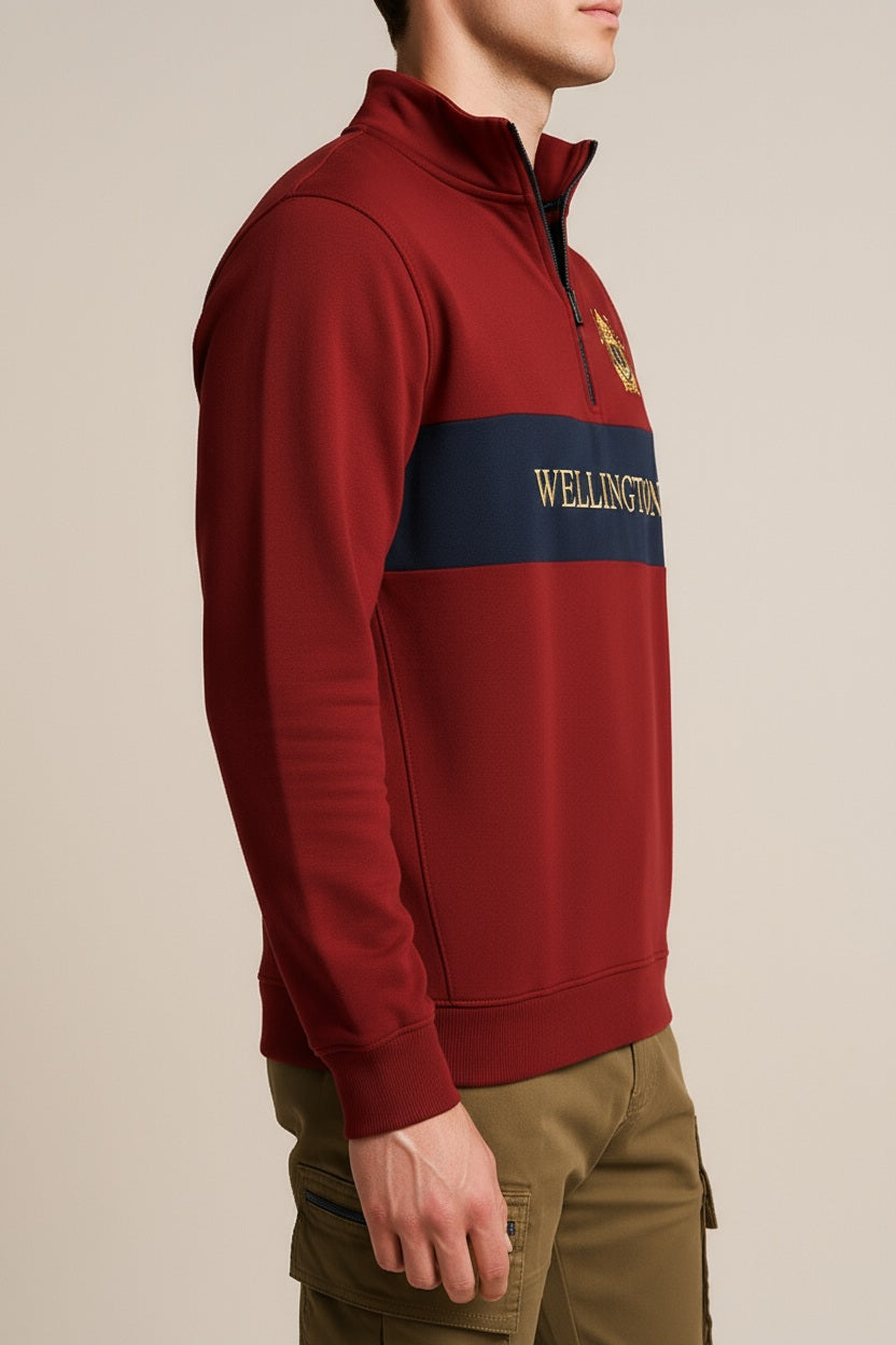 Octave Men Graphic Mandrain Neck  Sweatshirt-J-339W25-MERLOT