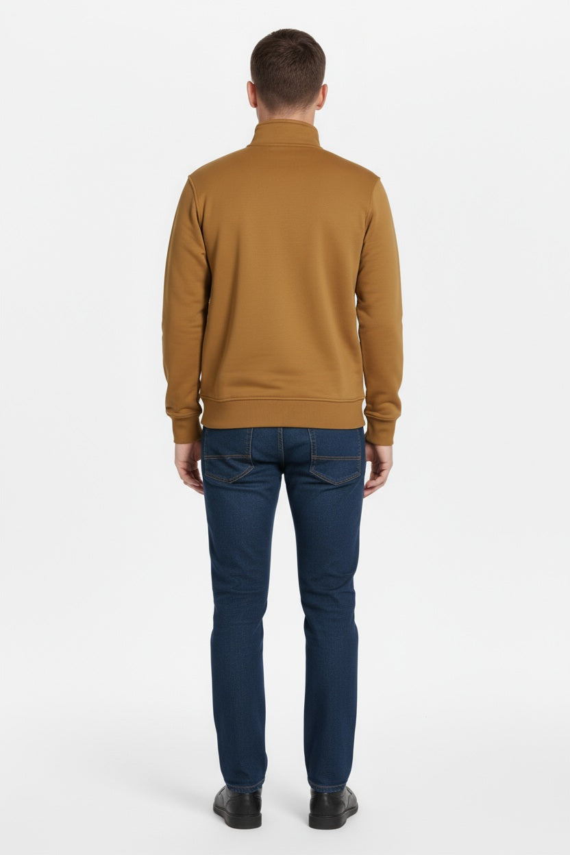Octave Men graphic Mandrain Neck  Sweatshirt-J-339W25-WHEAT