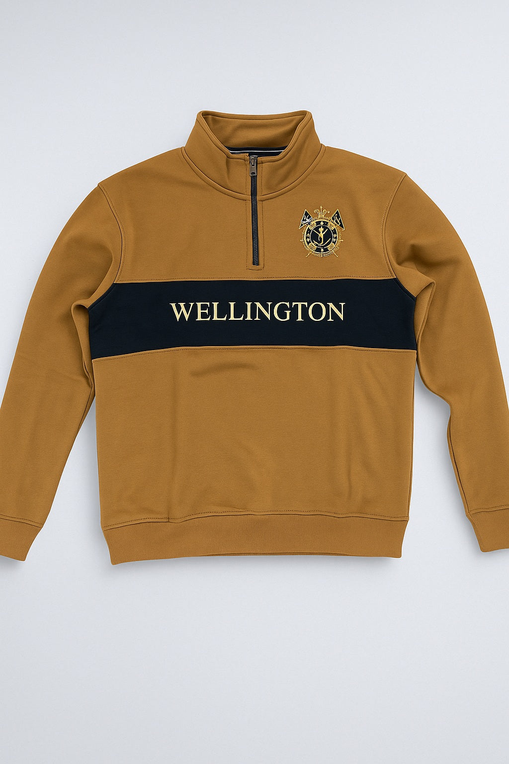 Octave Men graphic Mandrain Neck  Sweatshirt-J-339W25-WHEAT