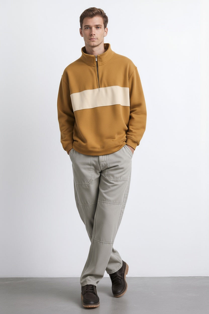 Octave Men Solid Mandrain Neck Sweatshirt