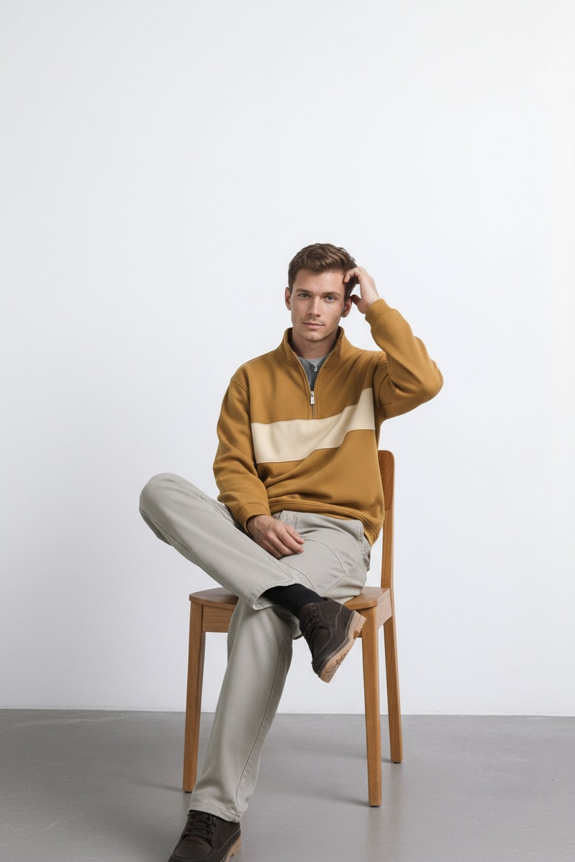 Octave Men Solid Mandrain Neck Sweatshirt