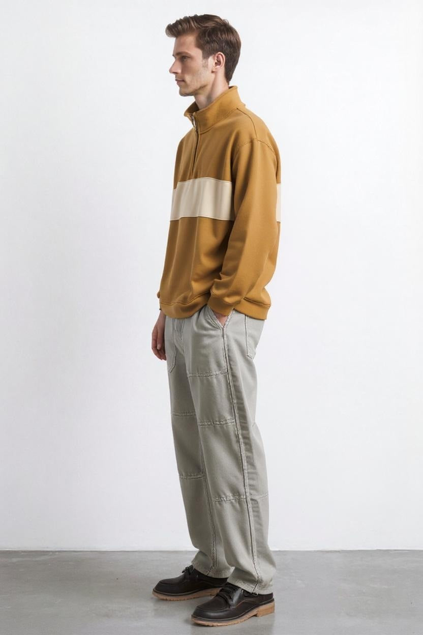 Octave Men Solid Mandrain Neck Sweatshirt